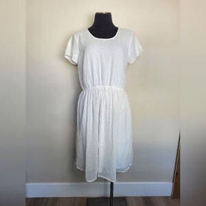 Downeast White Midi Dress Swiss Dot Cottagecore Fairycore Modest Angel Medium